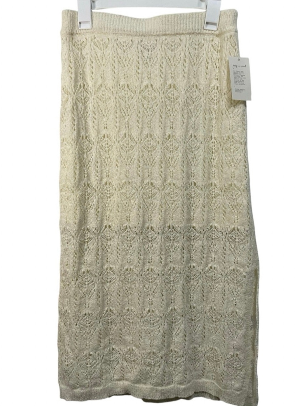 a new day Cream Crochet Knit Midi Skirt